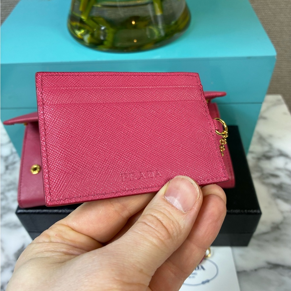 Prada Peonia Pink Saffiano Leather Bow Snap Wallet - NWT Authentic w/ Box - Picture 13 of 15